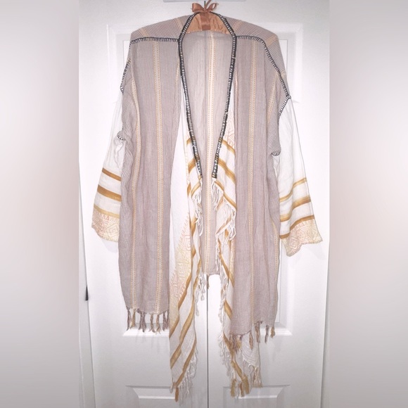 Mes Demoiselles Textured Striped Cardigan w sequin/fringe edge. OS VGUC - Picture 1 of 12